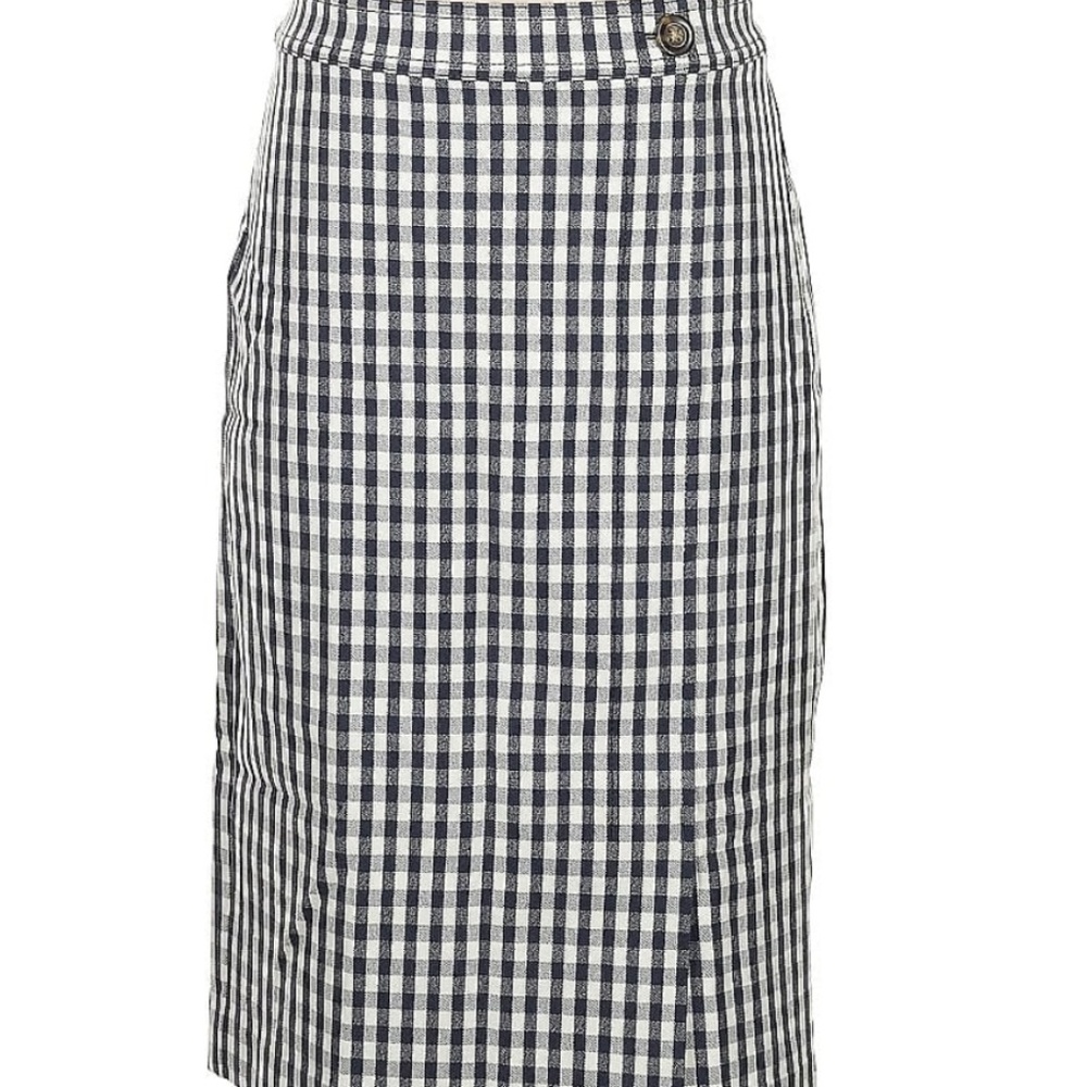 Ann Taylor pencil skirt blue gingham NWT size 8P